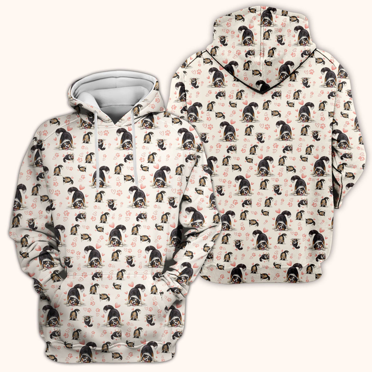 Playful Dog Heart Medical Print Scrub Top, Breathable Fabrics Nursing Uniform