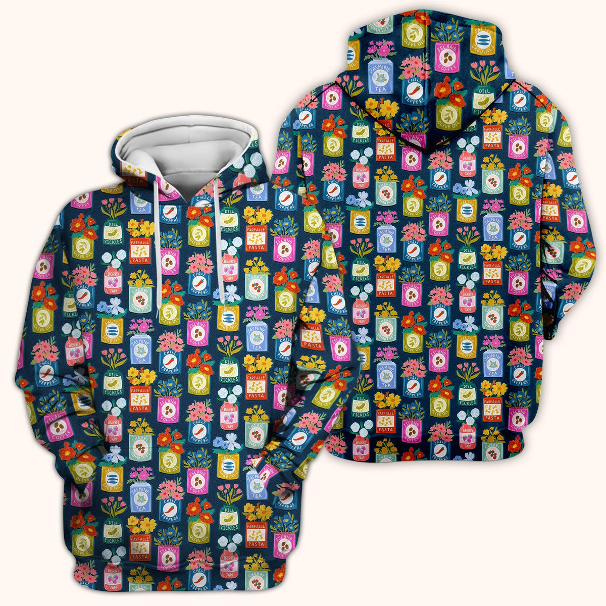 Colorful Pantry Jars Flowers Nurse Scrub Top