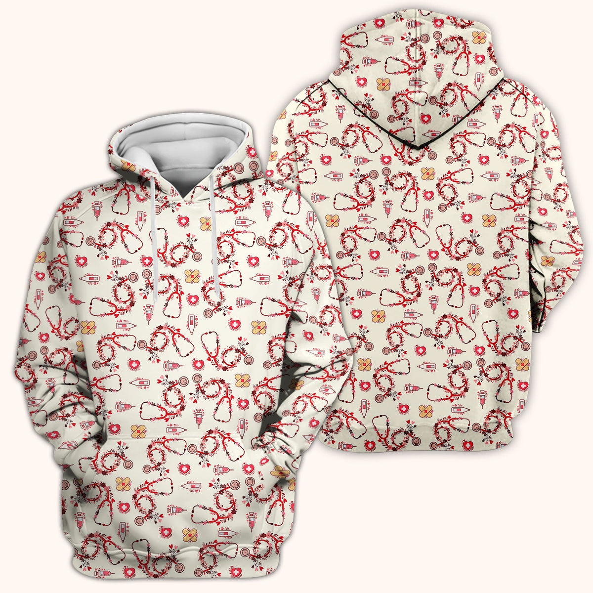 Heart Stethoscope Nurse Scrub Top