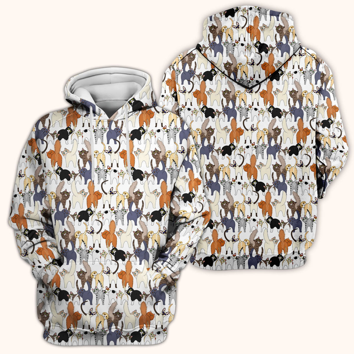 Whimsical Multicolor Cat Cartoon Nurse Scrub Top