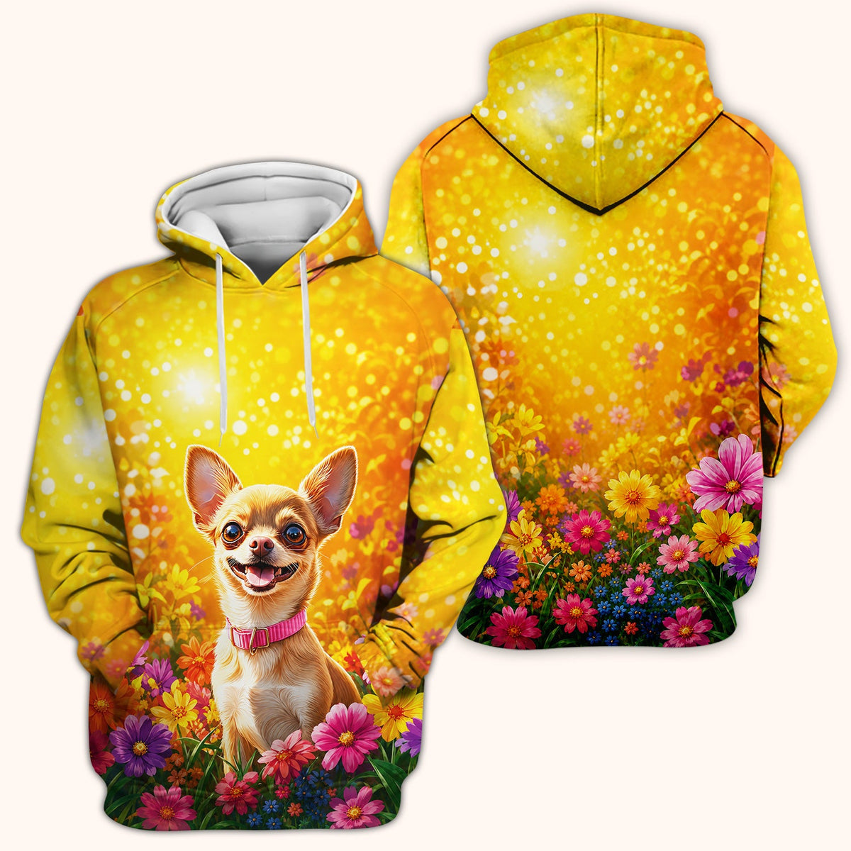 Chihuahua Flower Meadow Nurse Scrub Top