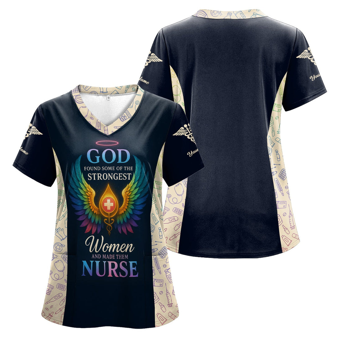 Personalized Strongest Women Made Nurse Scrub Top