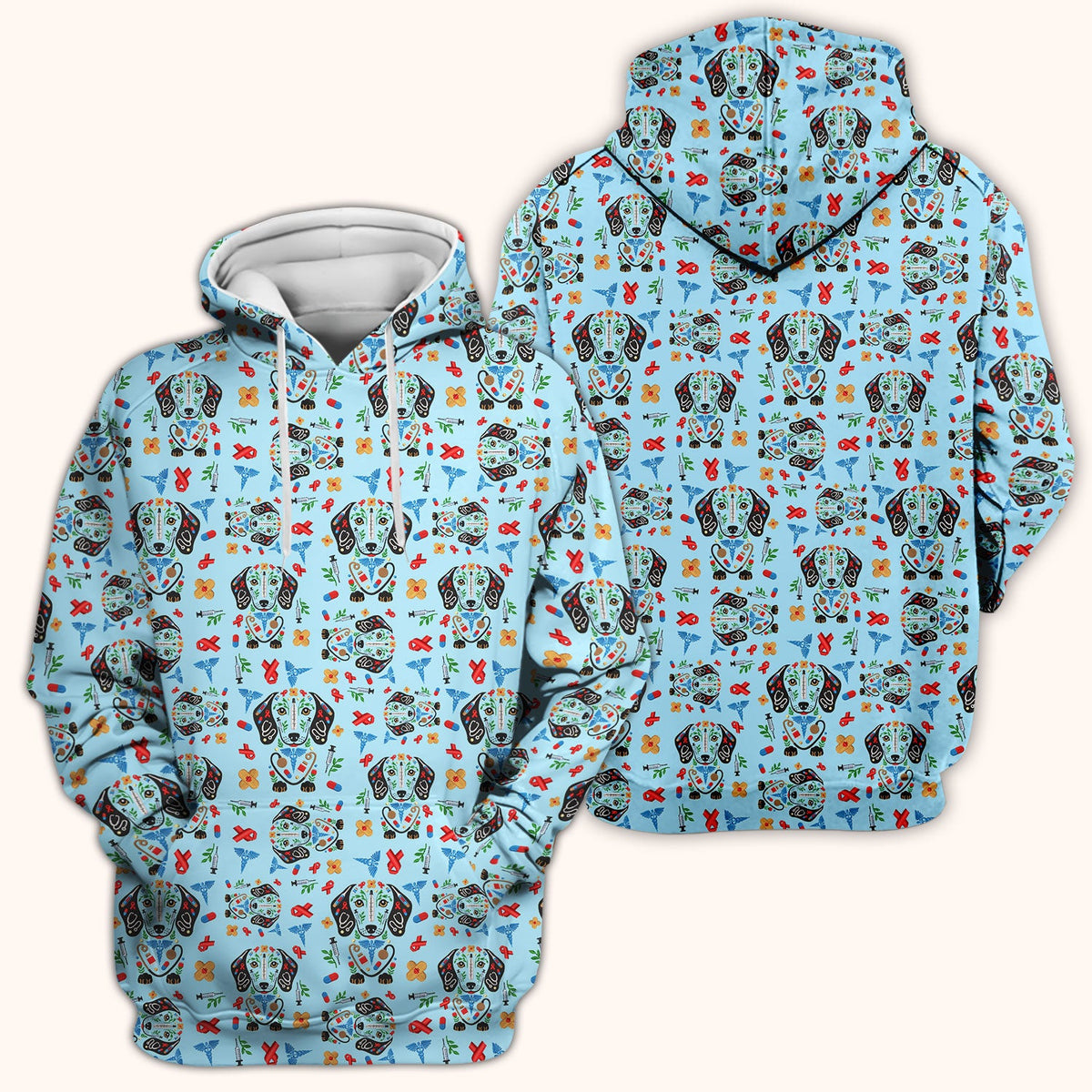 Dachshund Medical Icon Nurse Scrub Top