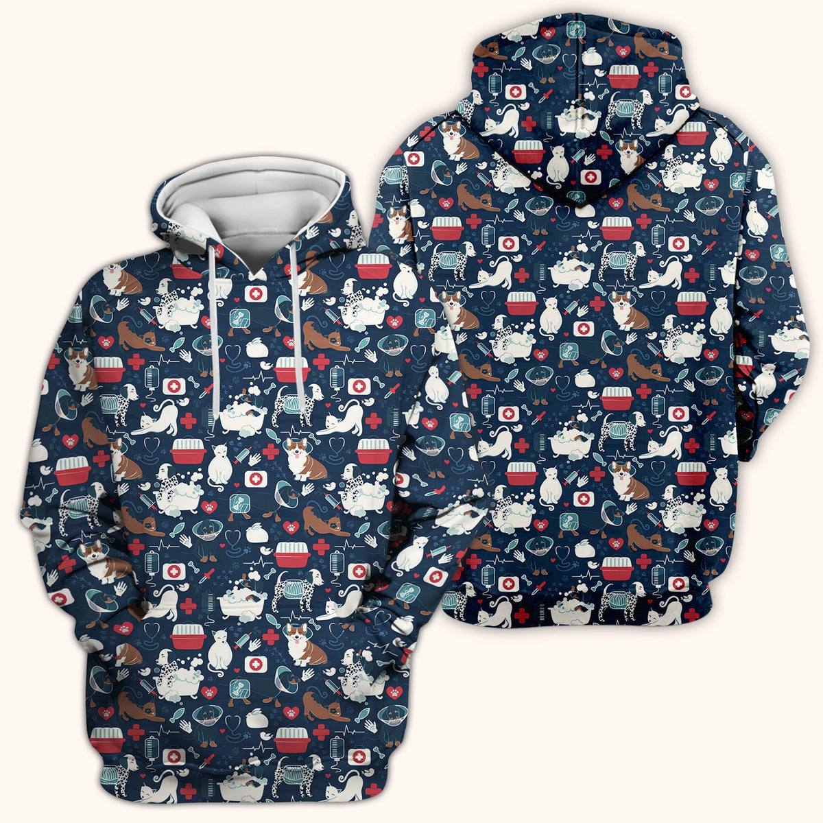 Dogs Veterinary Tools Nurse Scrub Top