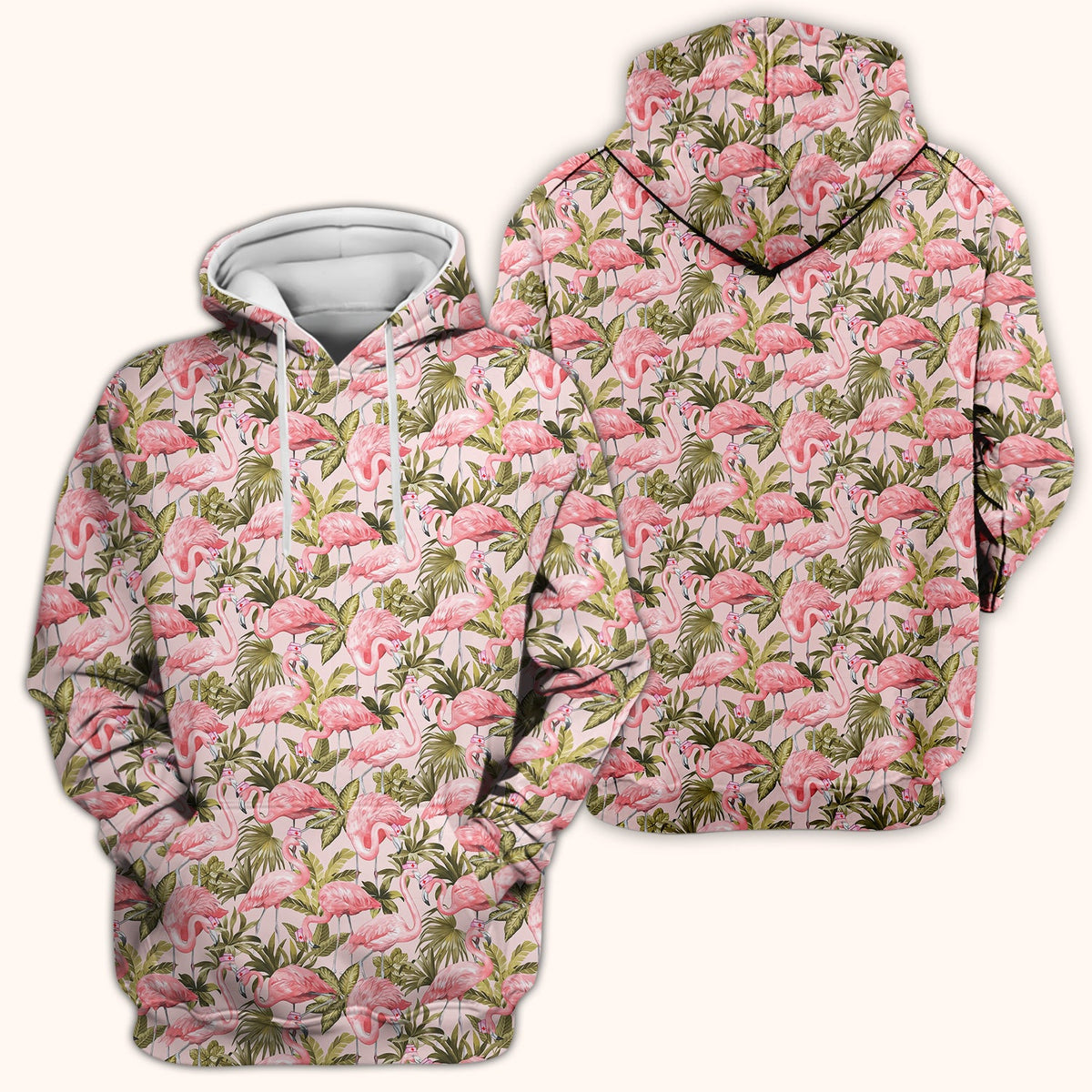 Pink Flamingo Jungle Leaves Nurse Scrub Top