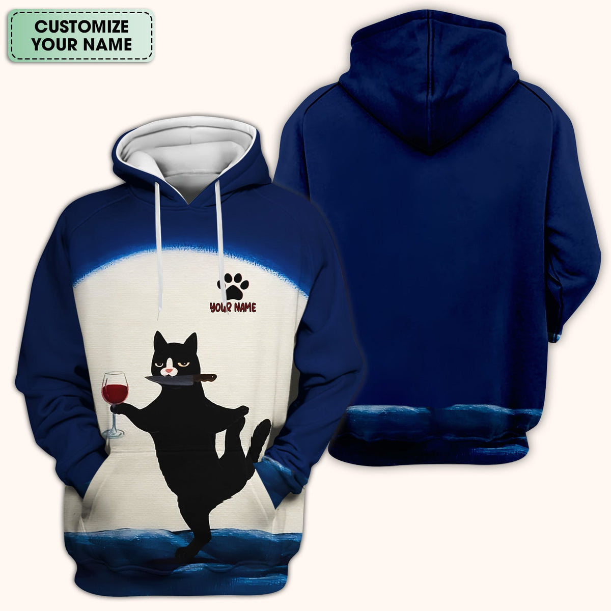 Personalized Cat Wine Glass Knife Nurse Scrub Top