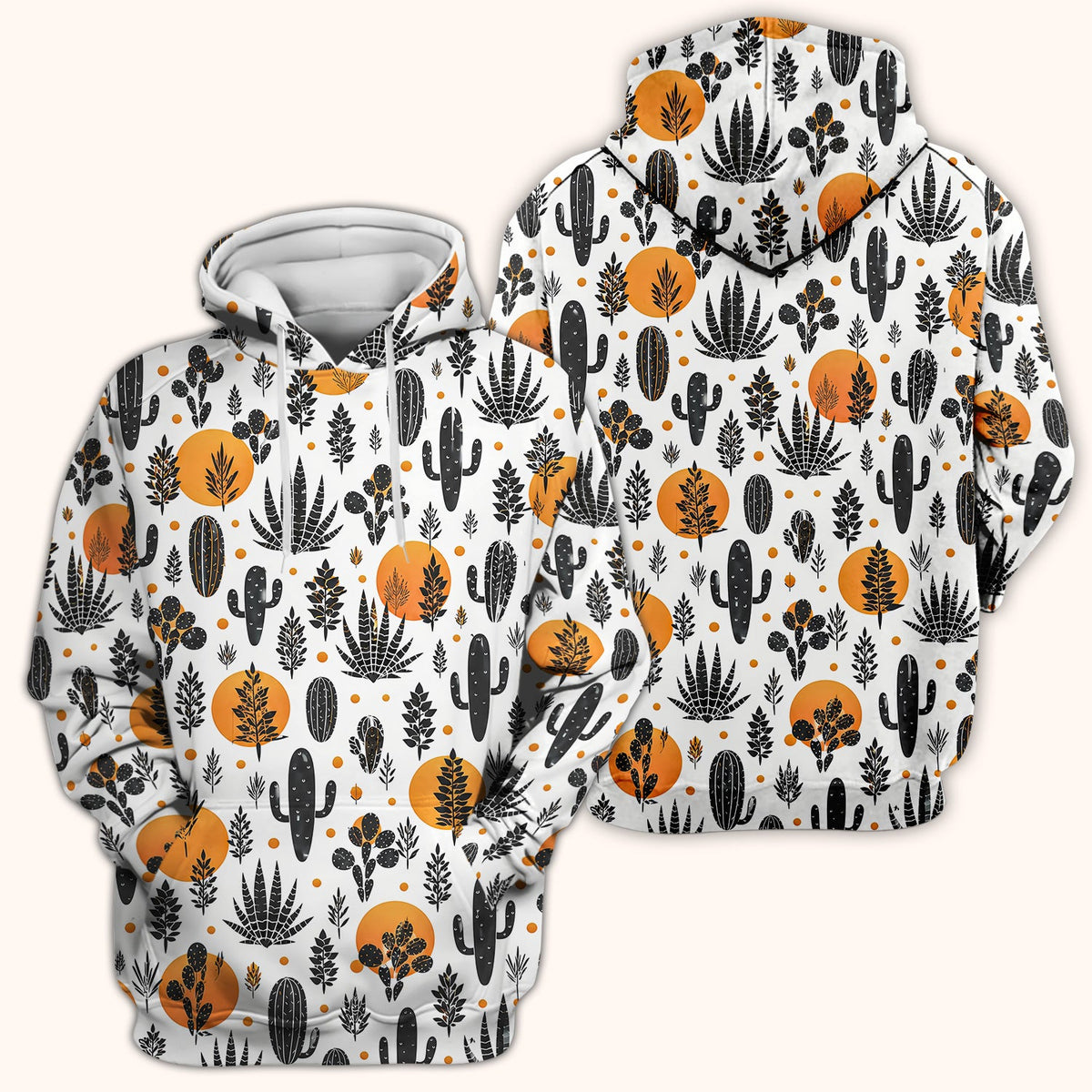Desert Cactus Orange Sun Nurse Scrub Top