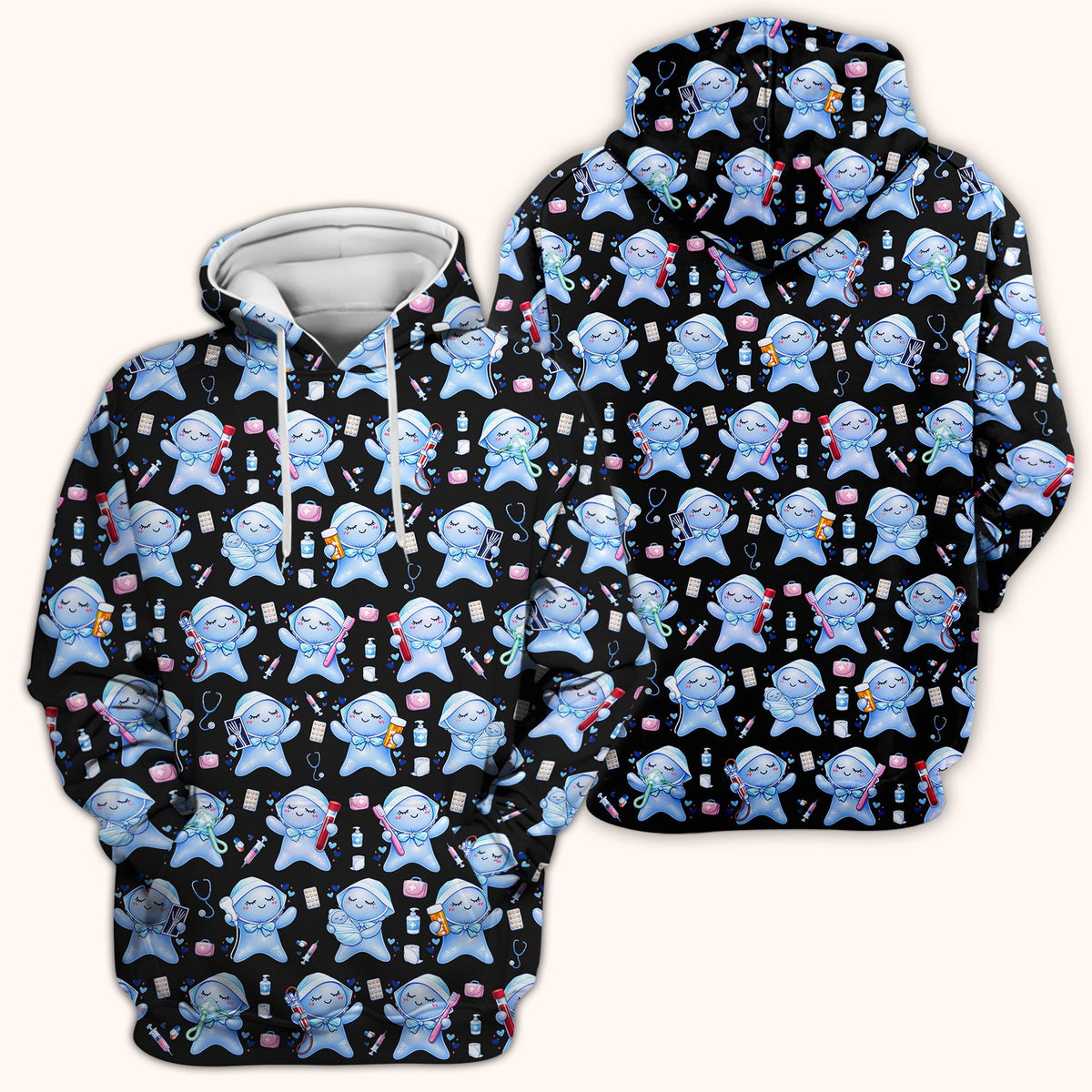 Dental Tooth Character Nurse Scrub Top