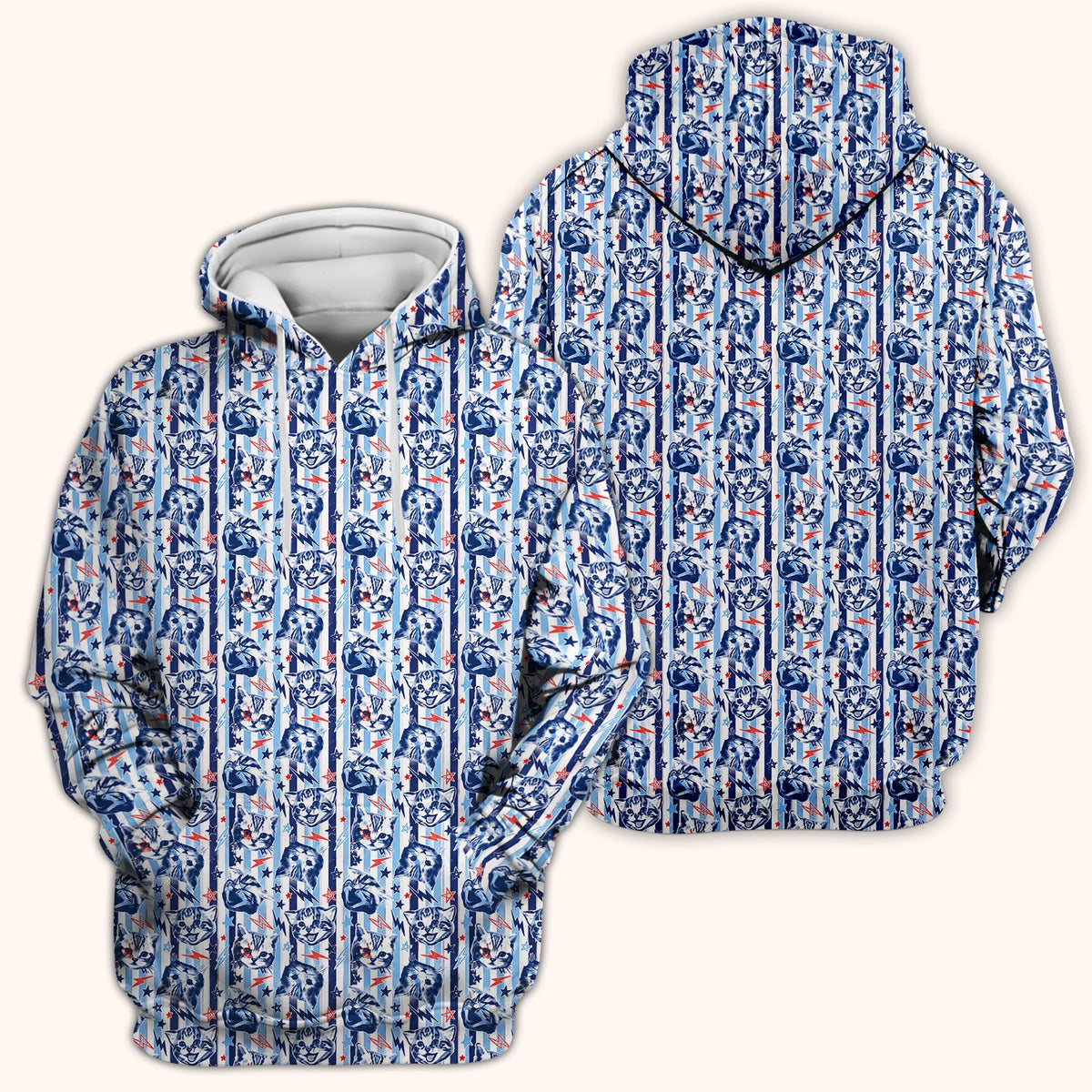 Cat Faces With Lightning Nurse Scrub Top