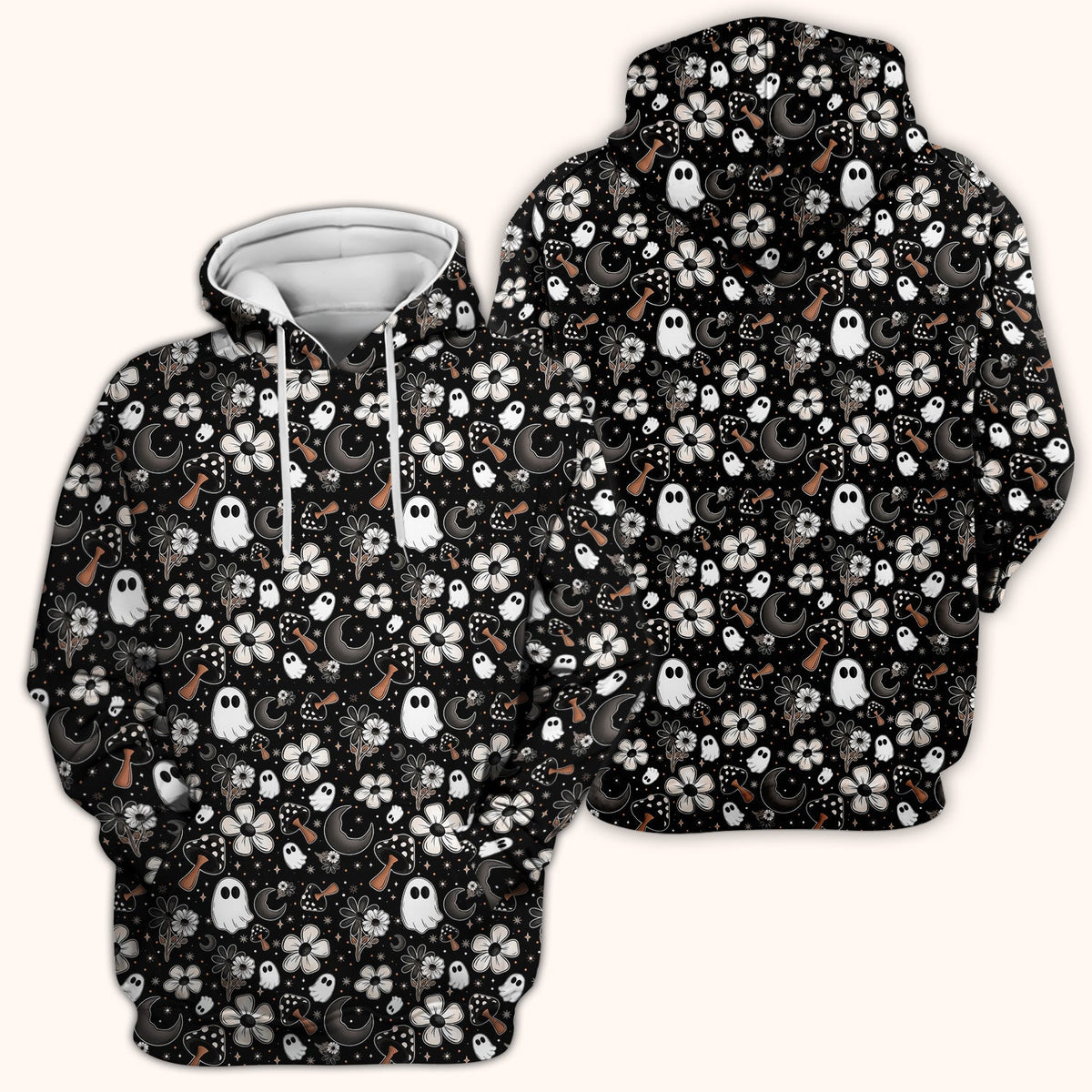 Floral Mushroom Ghost Nurse Scrub Top