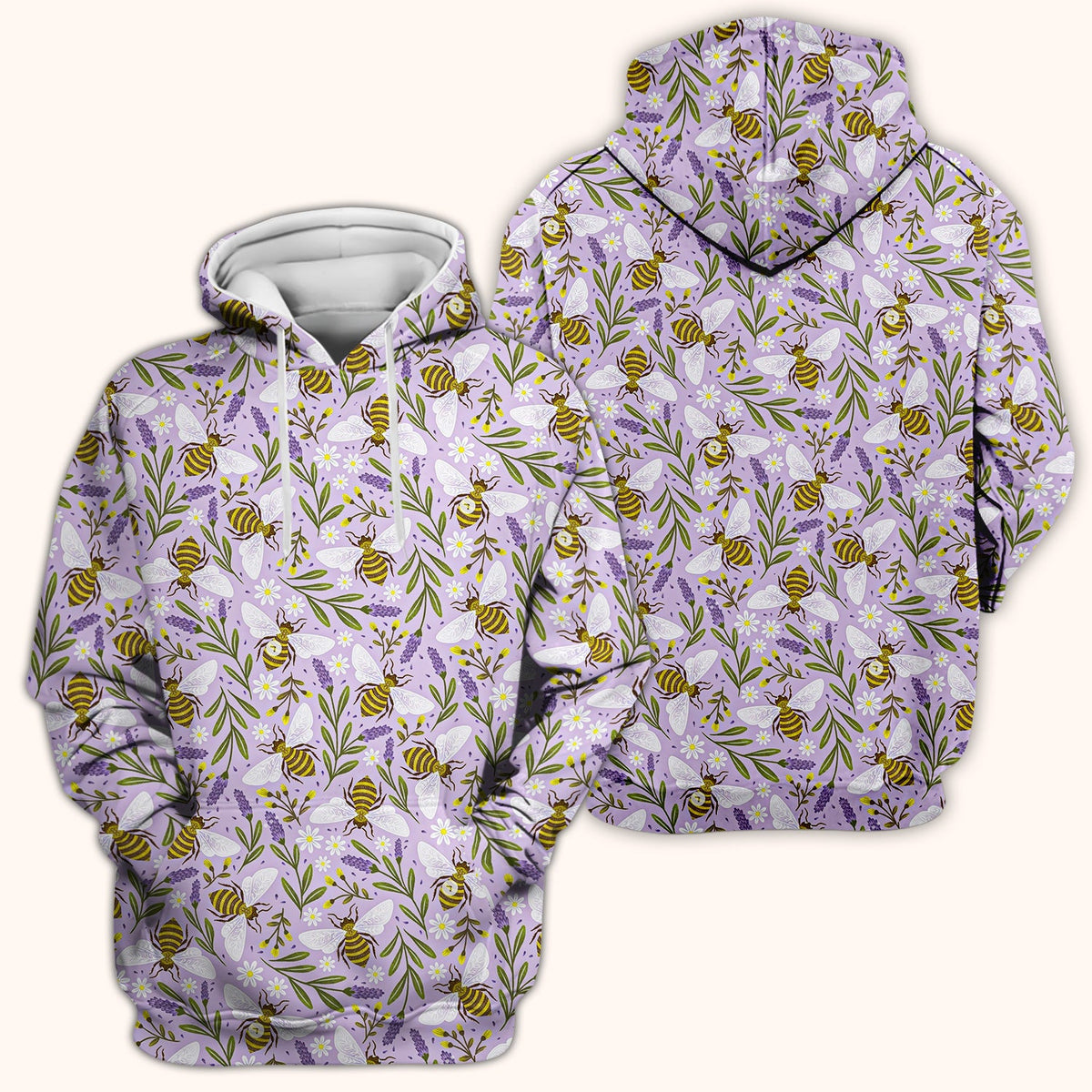 Lavender Bee Floral Nurse Scrub Top