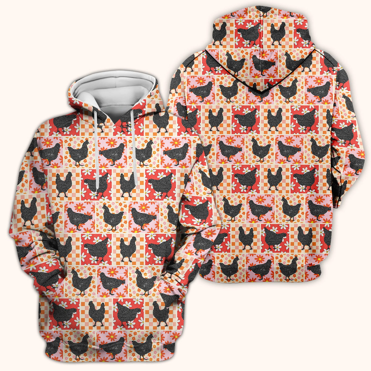 Chicken Patchwork Floral Nurse Scrub Top