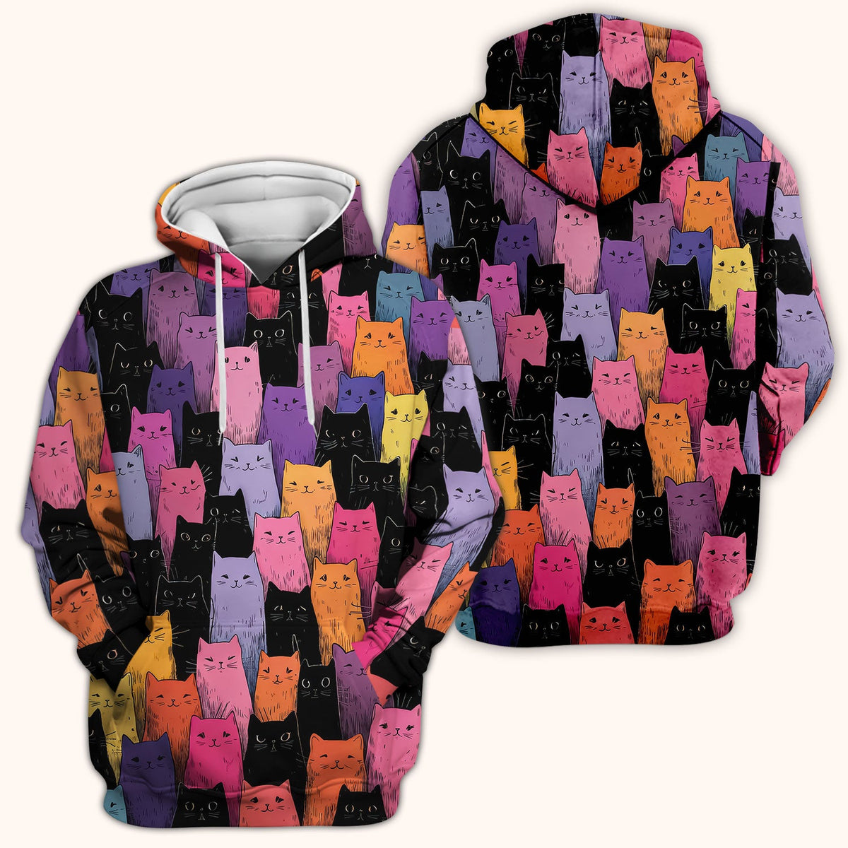 Colorful Cat Art Nurse Scrub Top