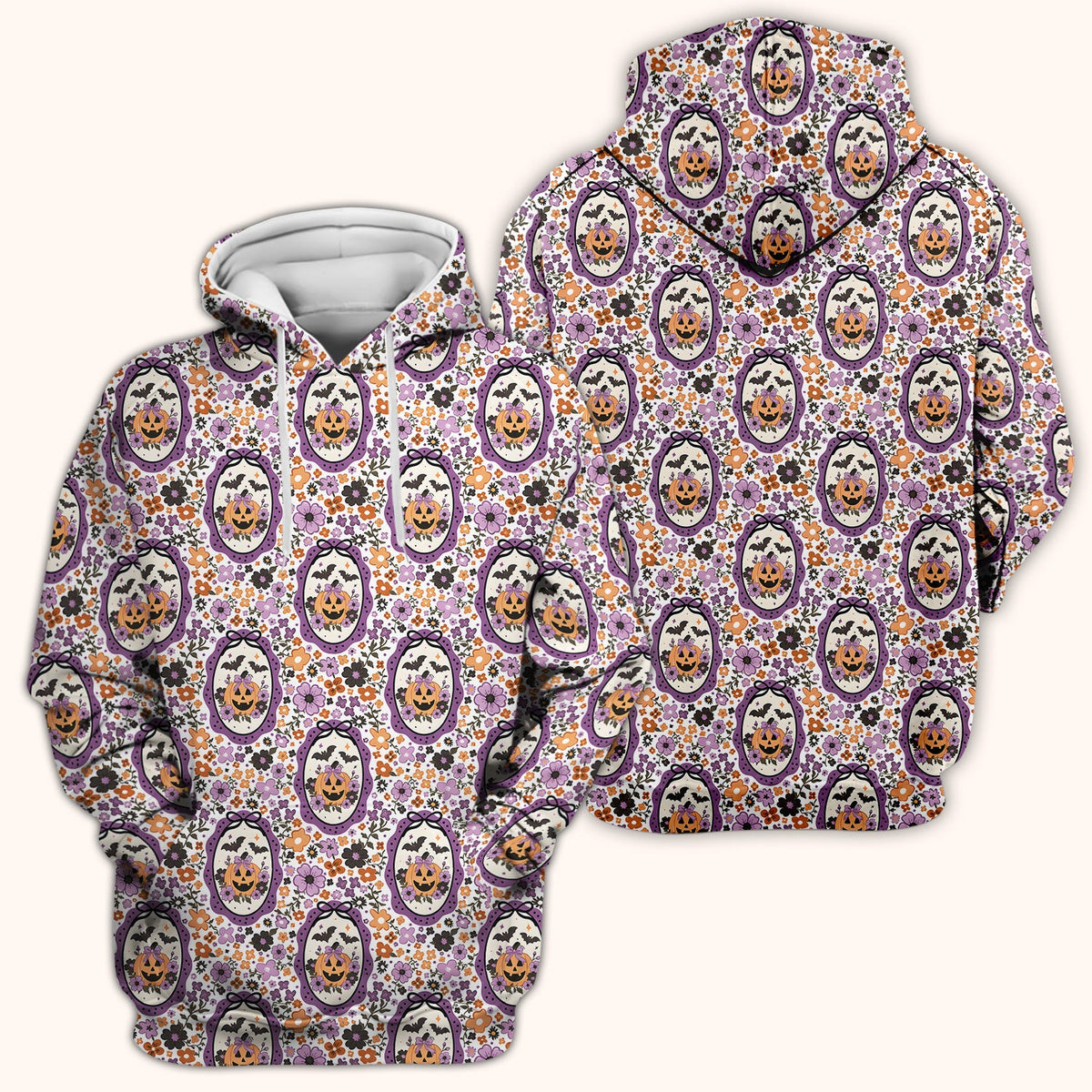 Pumpkin Floral Nurse Scrub Top - Halloween Gift