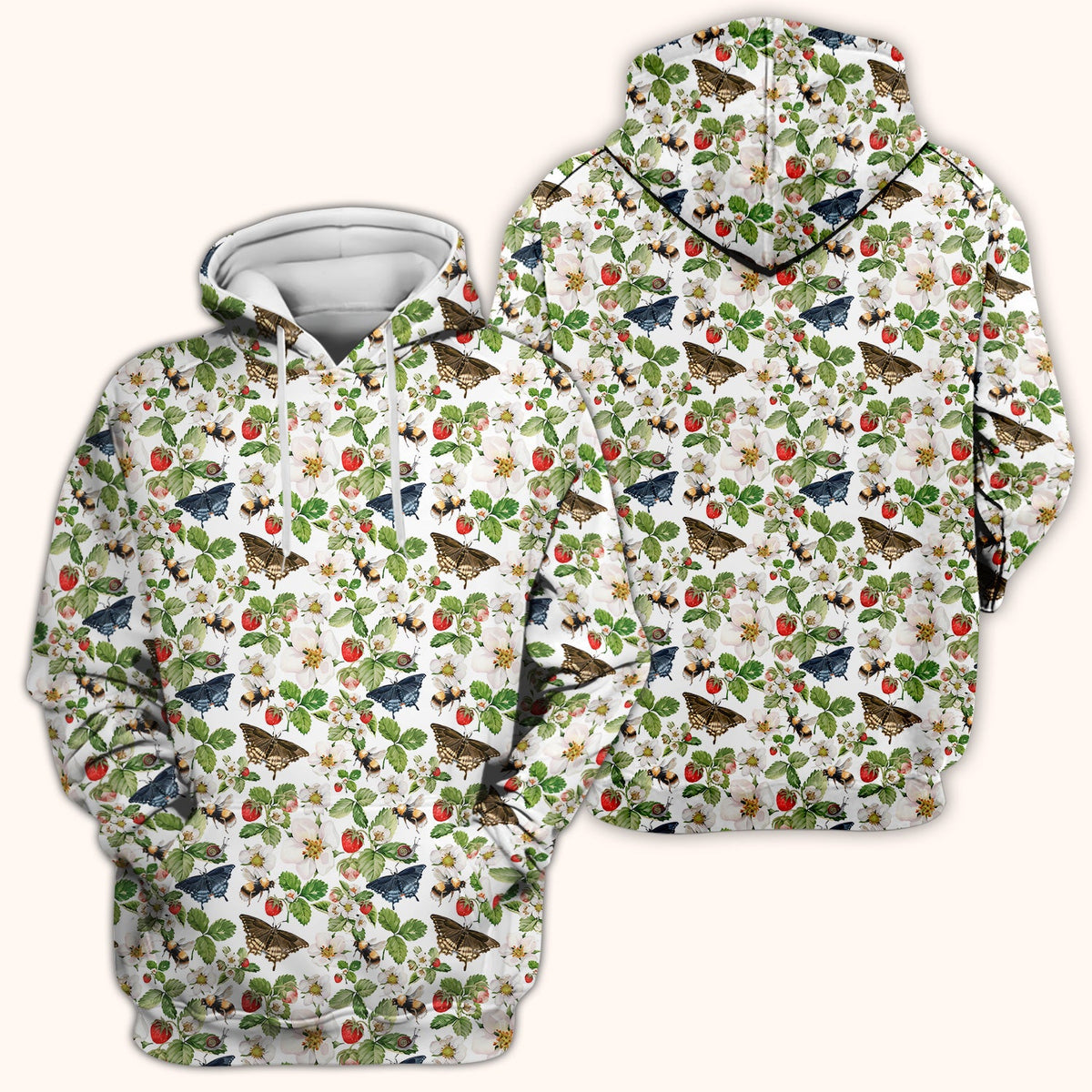 Strawberry Butterfly Garden Nurse Scrub Top