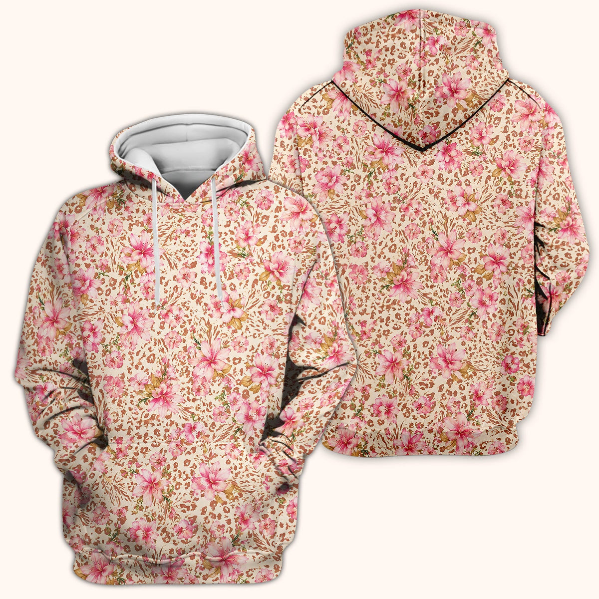 Pink Floral Leopard Nurse Scrub Top