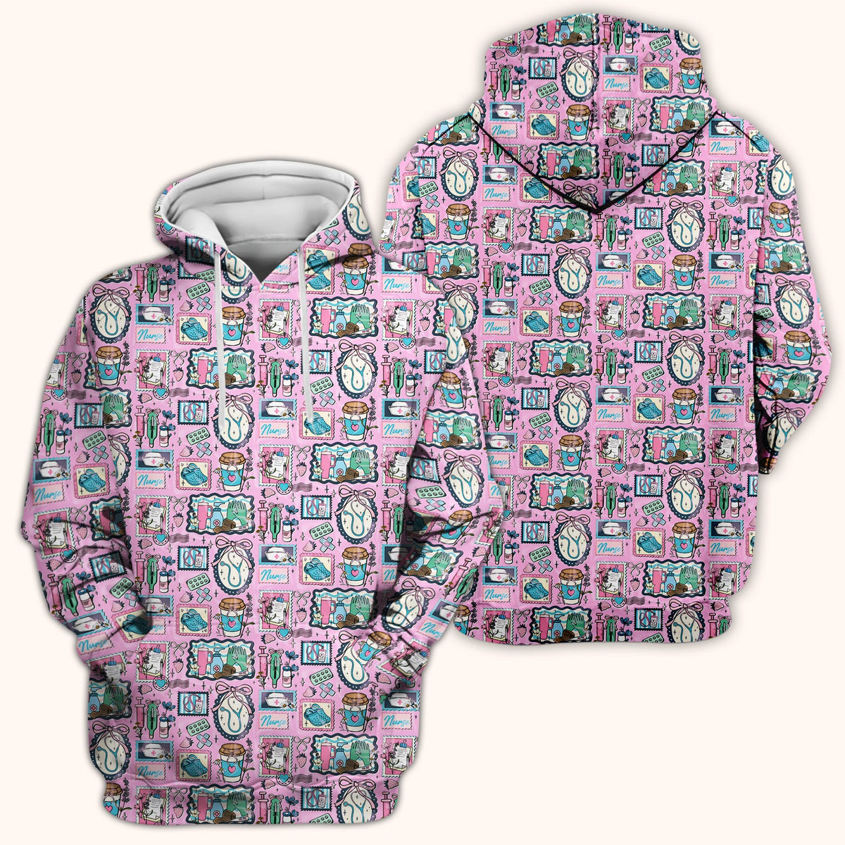 Stethoscope Syringe Frame Nurse Scrub Top