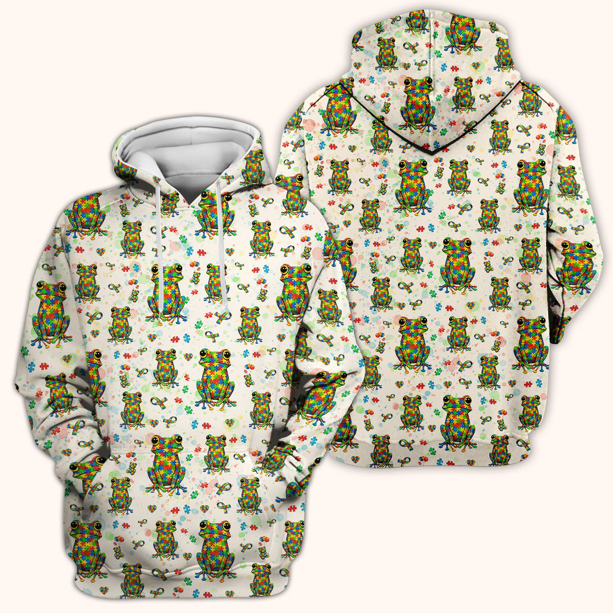 Colorful Autism Puzzle Frog Nurse Scrub Top