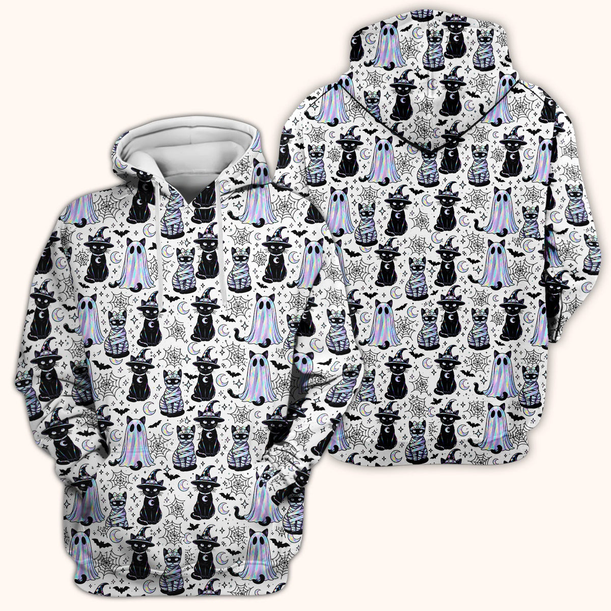 Ghost Witch Cat Nurse Scrub Top - Halloween Gift