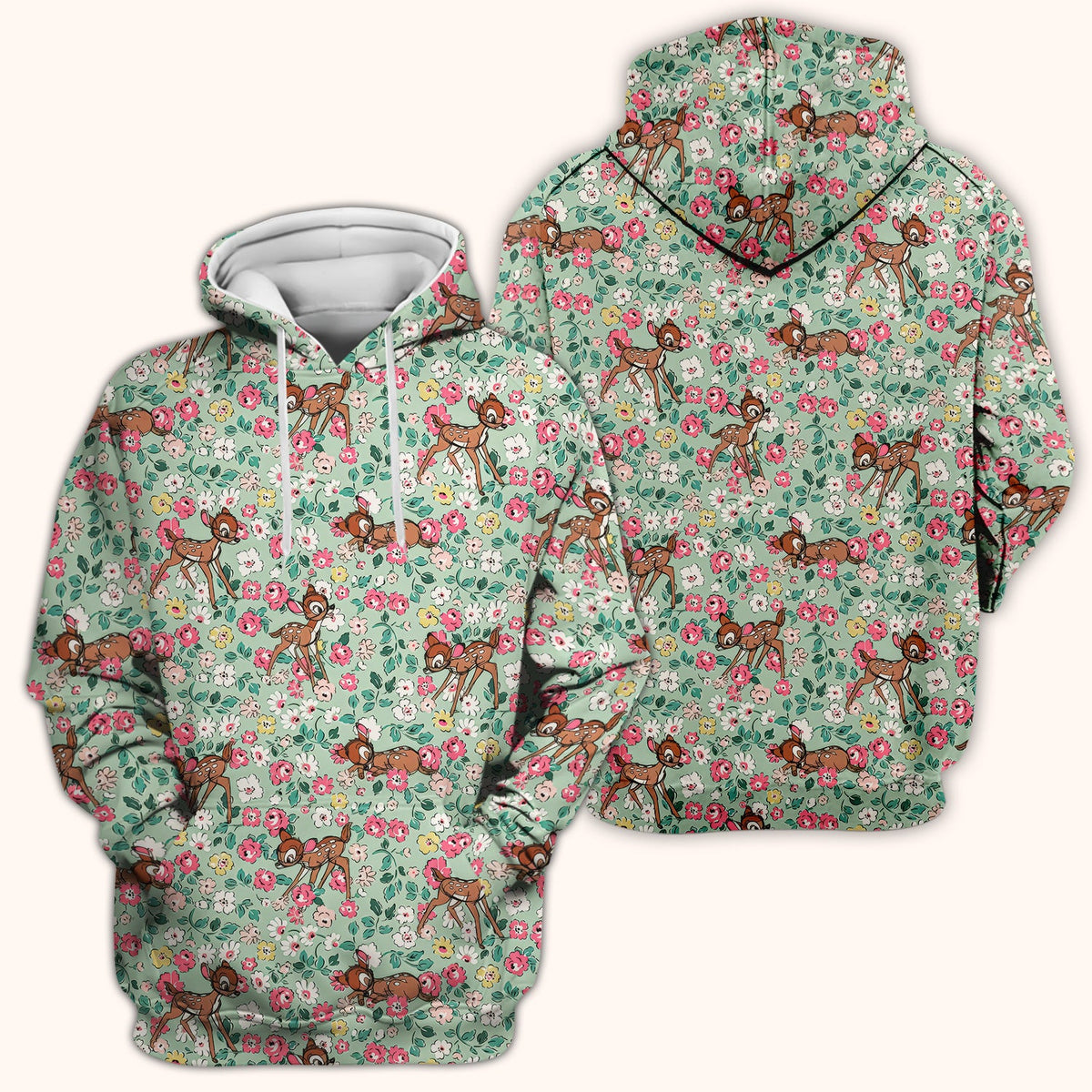 Cute Baby Deer Floral Nurse Scrub Top