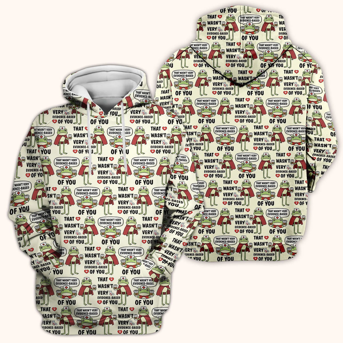Funny Frog Nurse Quote Medical Pattern Scrub Top, Breathable Fabrics Nursing Uniform