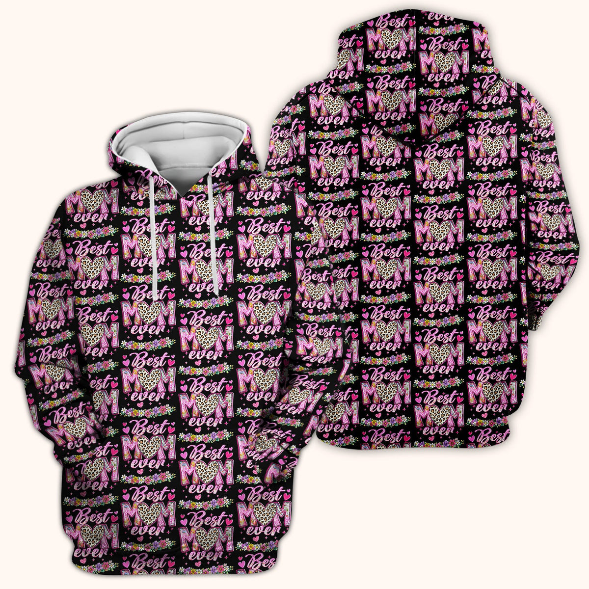 Best Mom Ever Leopard Heart Nurse Scrub Top