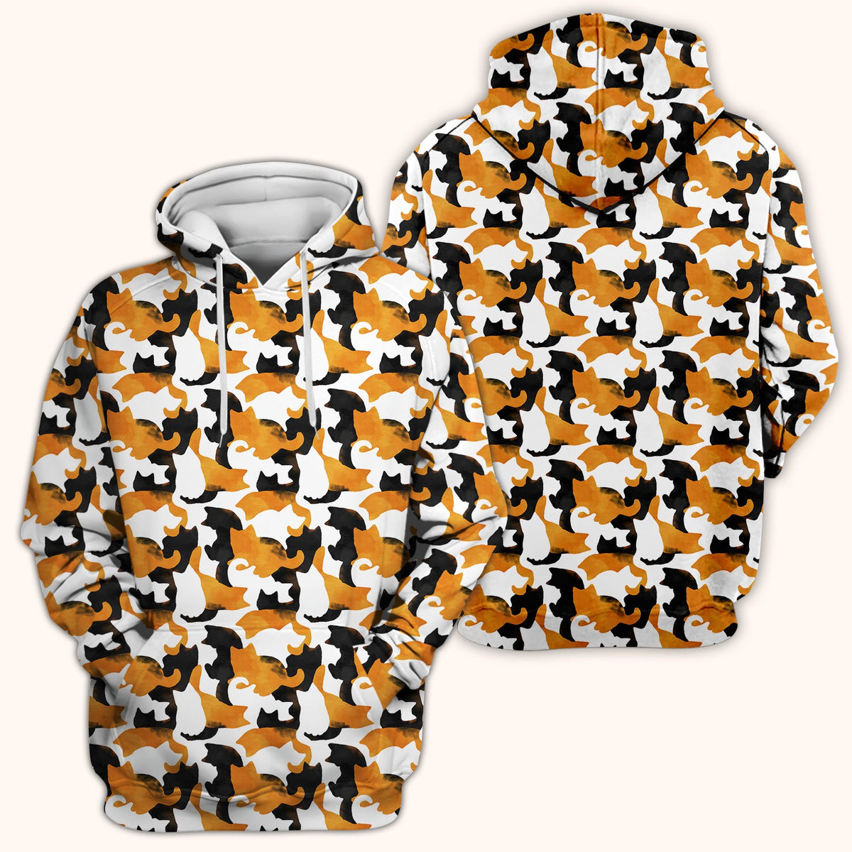 Calico Cat Silhouette Nurse Scrub Top