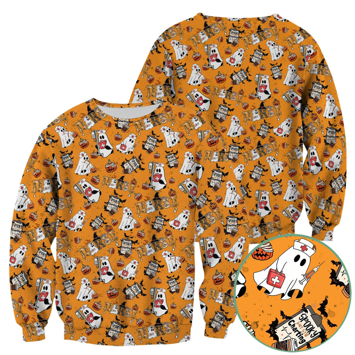 Spooky But Still Charting Nurse Scrub Top - Halloween Gift