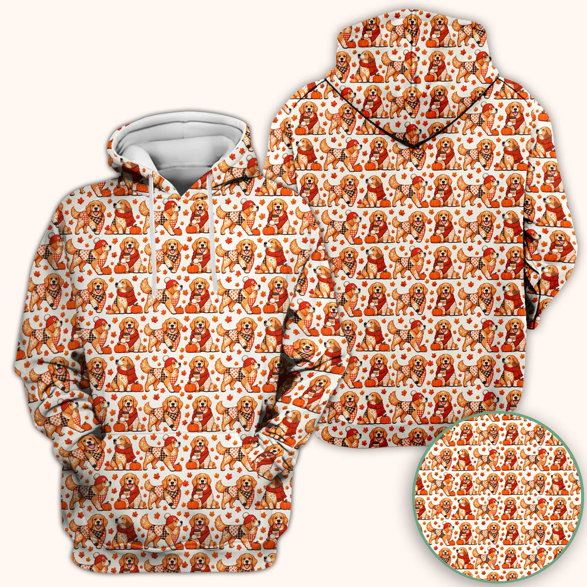 Fall Golden Retriever Pumpkin Nurse Scrub Top