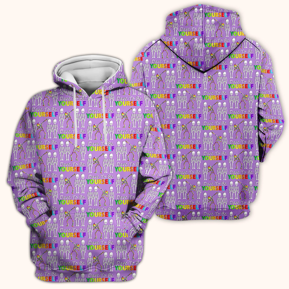 Rainbow Skeleton Dare To Be Yourself Nurse Scrub Top