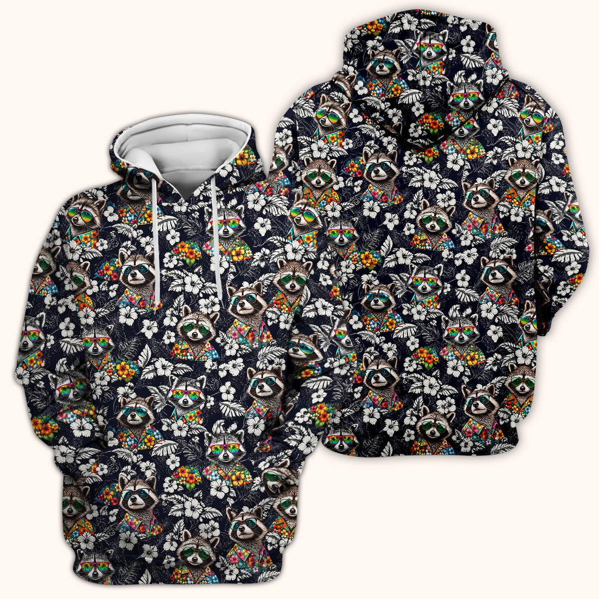 Tropical Raccoon Floral Nurse Scrub Top