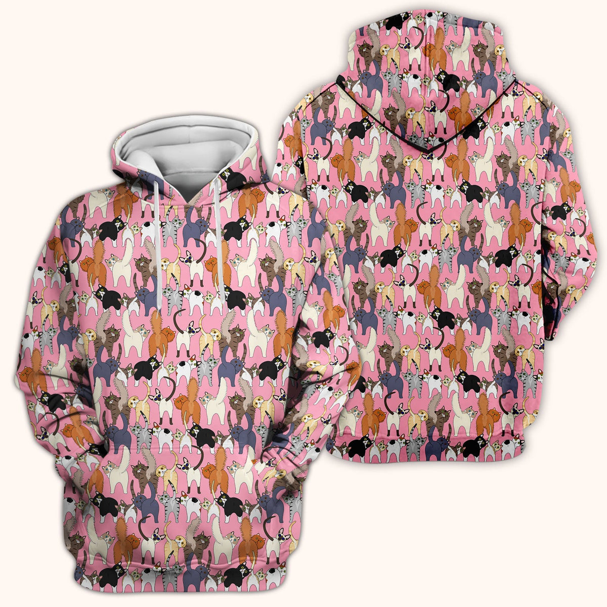 Whimsical Multicolor Cat Cartoon Nurse Scrub Top