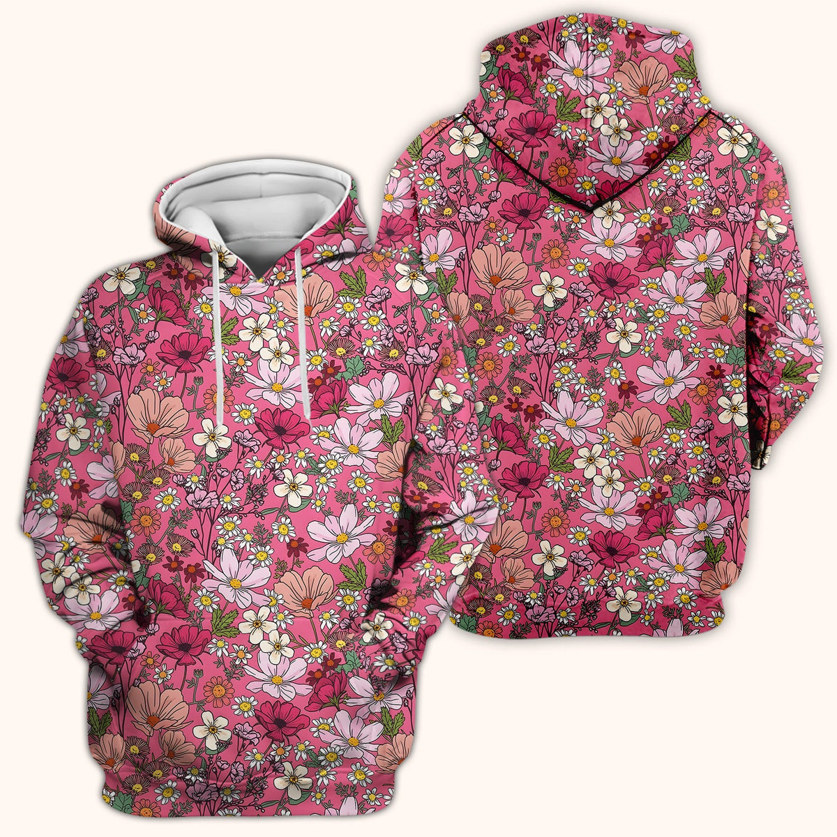 Pink Daisy Wildflower Nurse Scrub Top