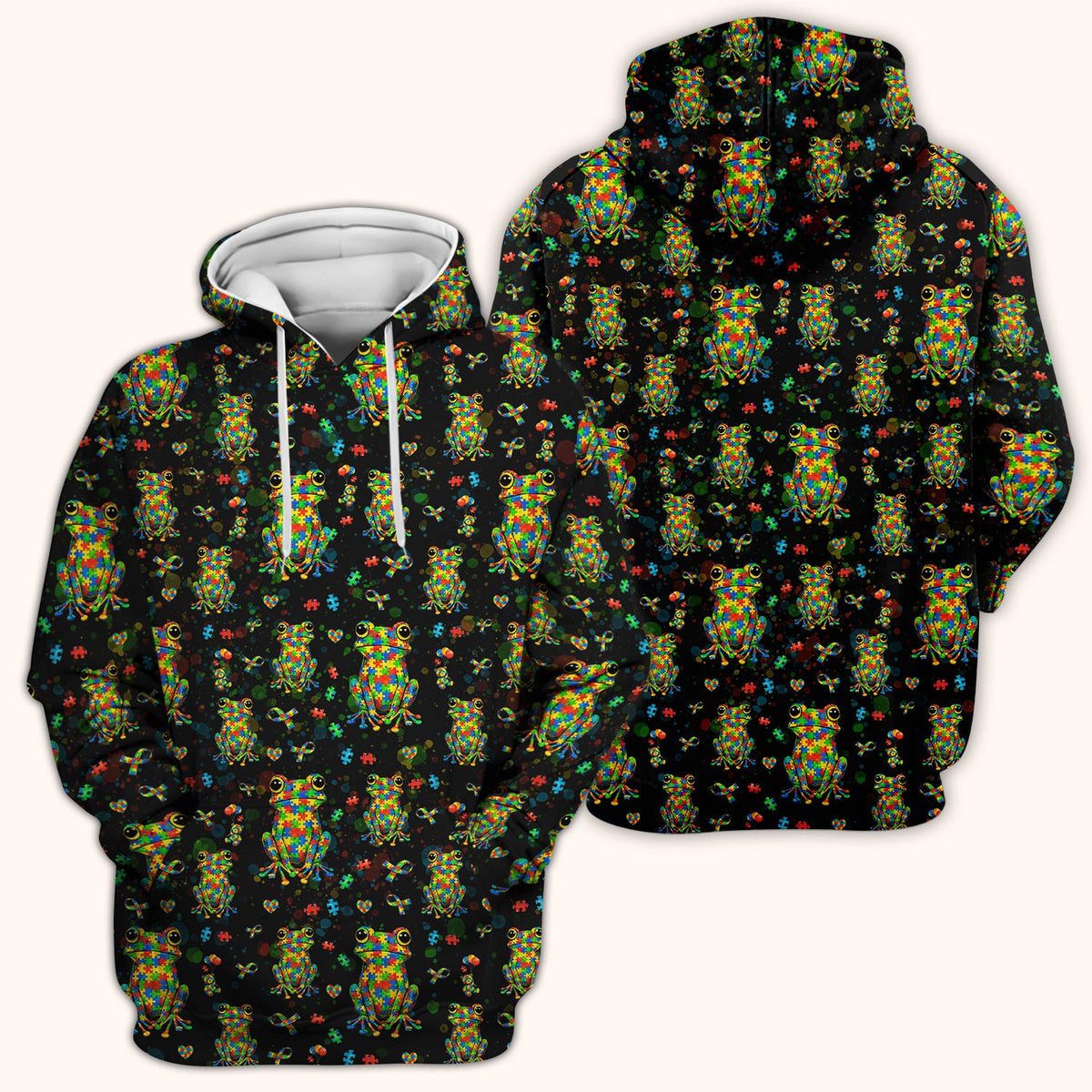 Colorful Autism Puzzle Frog Nurse Scrub Top