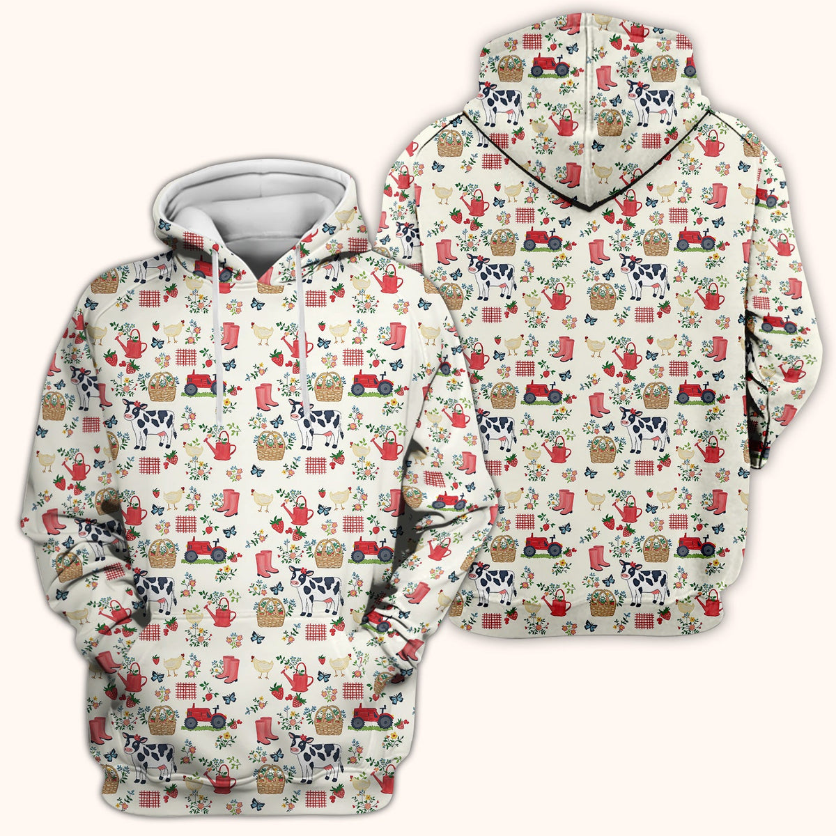 Cow Chicken Farm Nurse Scrub Top