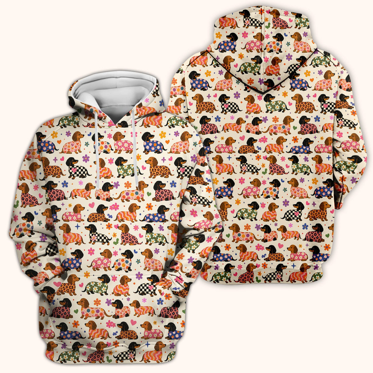 Floral Dachshund Print Nurse Scrub Top