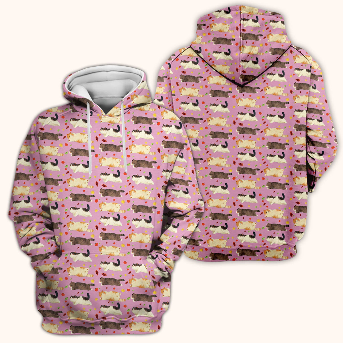 Chubby Cat Autumn Leaves Nurse Scrub Top