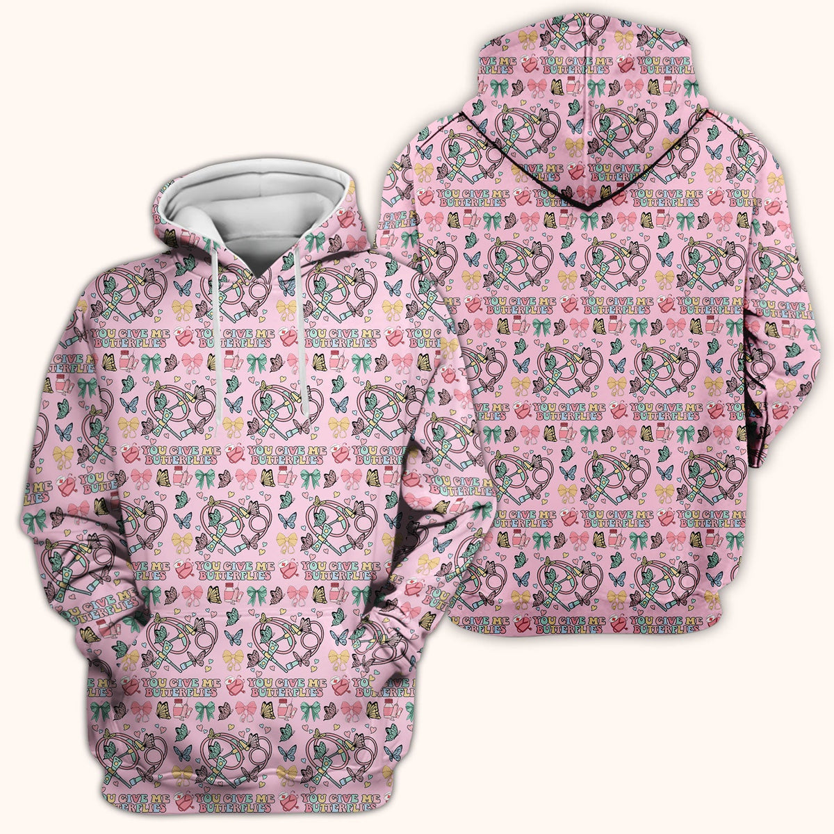Butterfly Heart Nurse Scrub Top - Valentines Day Gift