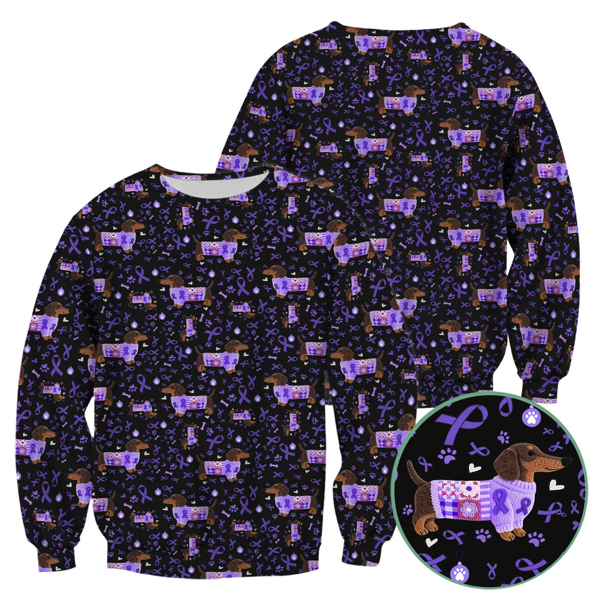 Purple Ribbon Dachshund Nurse Scrub Top