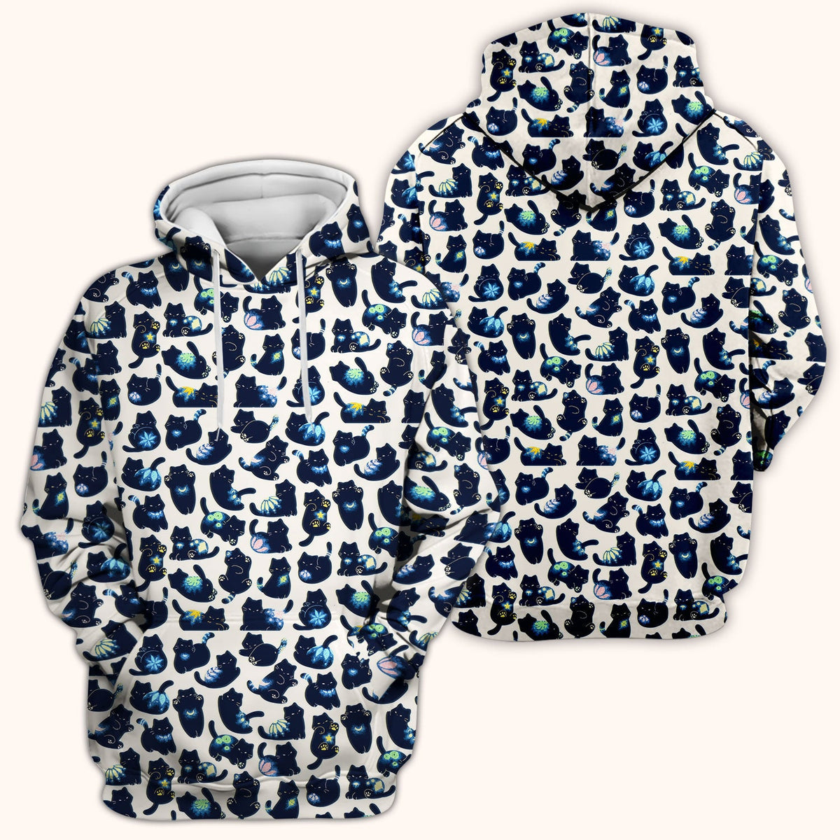 Midnight Black Cat Nurse Scrub Top
