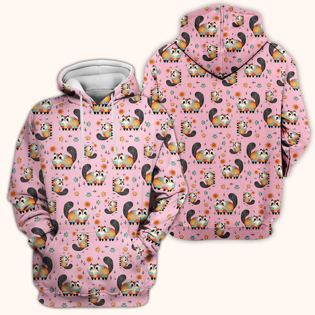 Cat Illustration Nurse Scrub Top