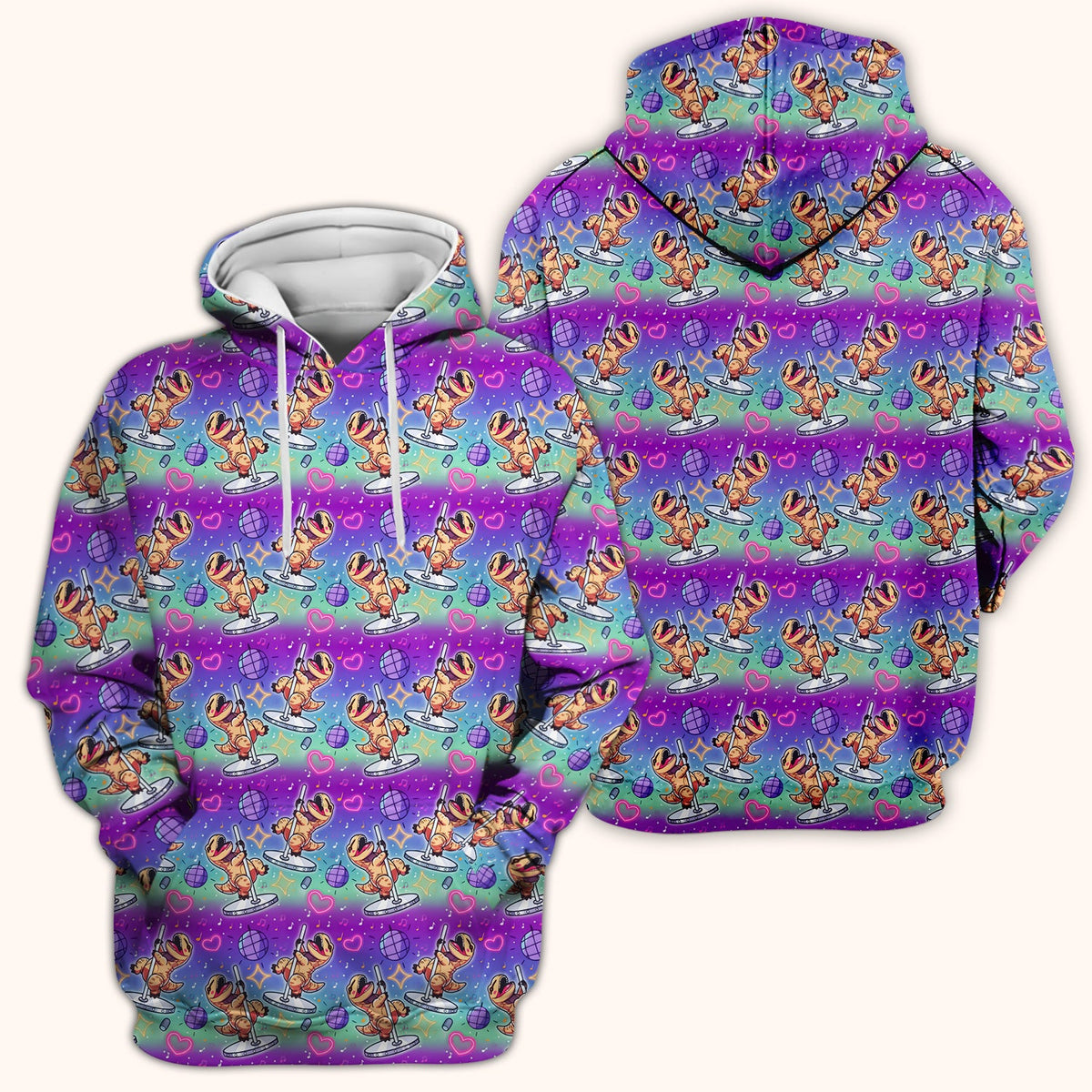 Funny Dancing Dinosaur Disco Party Pattern Nurse Scrub Top, Comfortable Scrubs for Nurses