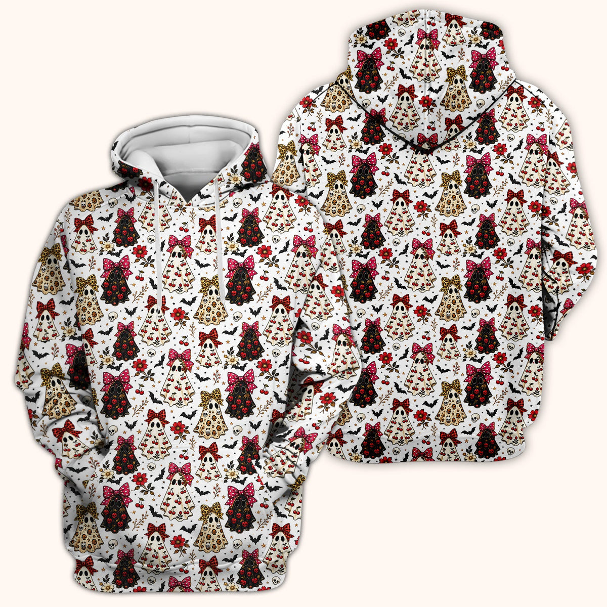 Spooky Ghost Pattern Nurse Scrub Top