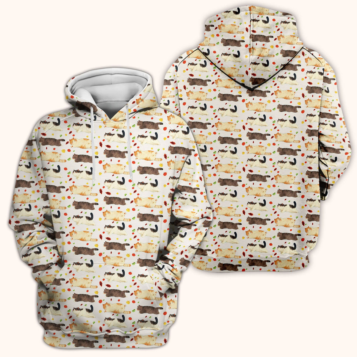 Chubby Cat Autumn Leaves Nurse Scrub Top