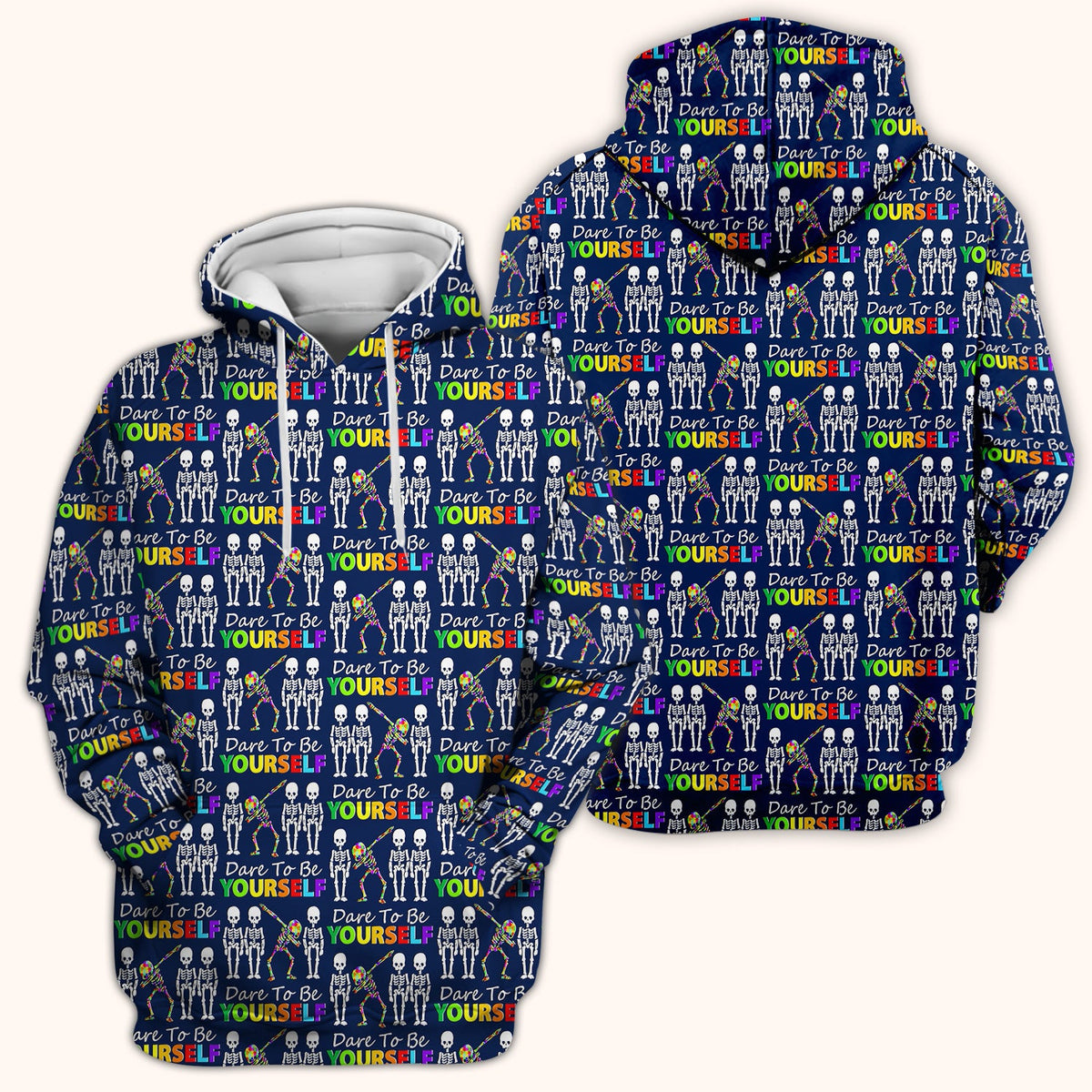Rainbow Skeleton Dare To Be Yourself Nurse Scrub Top