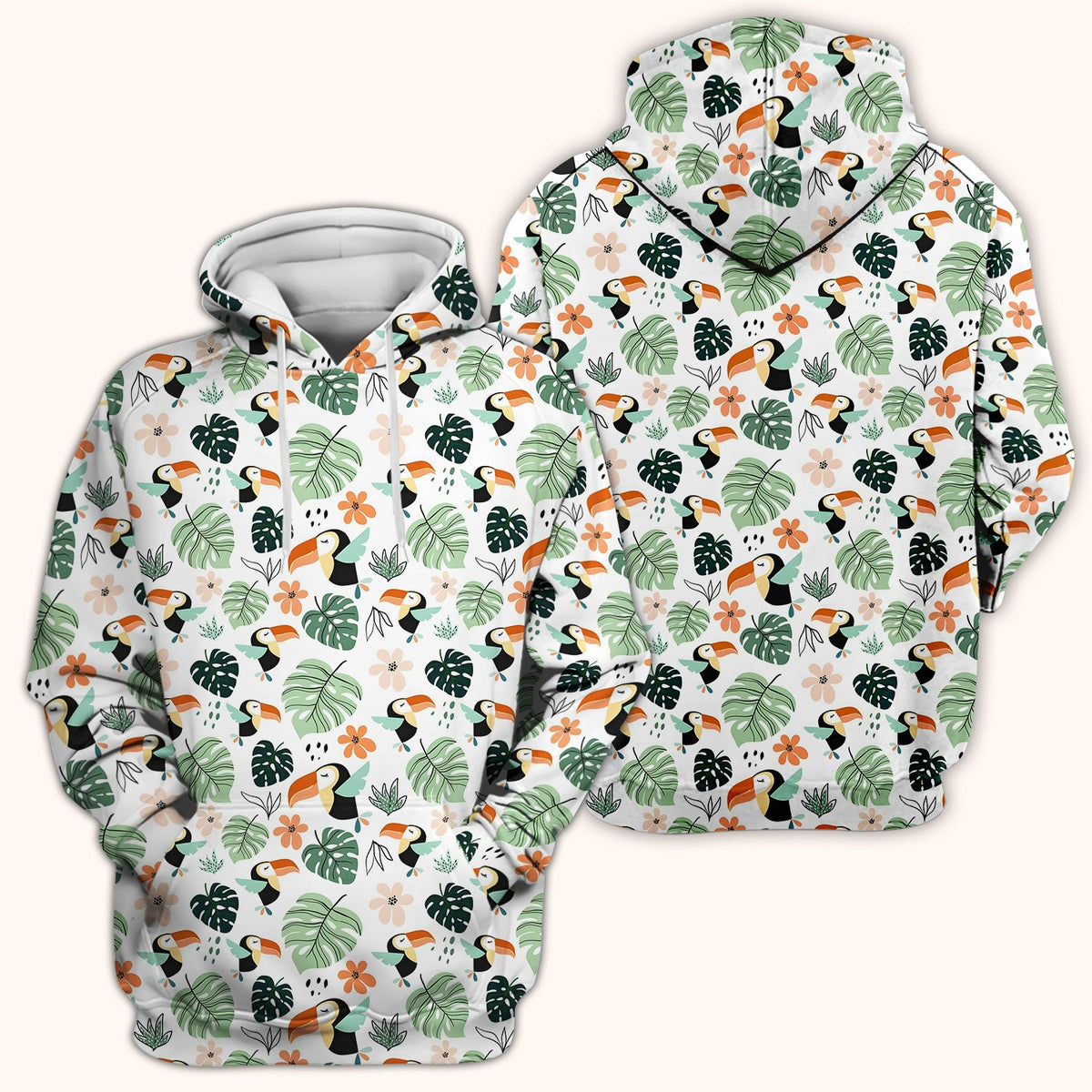 Tropical Toucan Leaf Floral Nurse Scrub Top