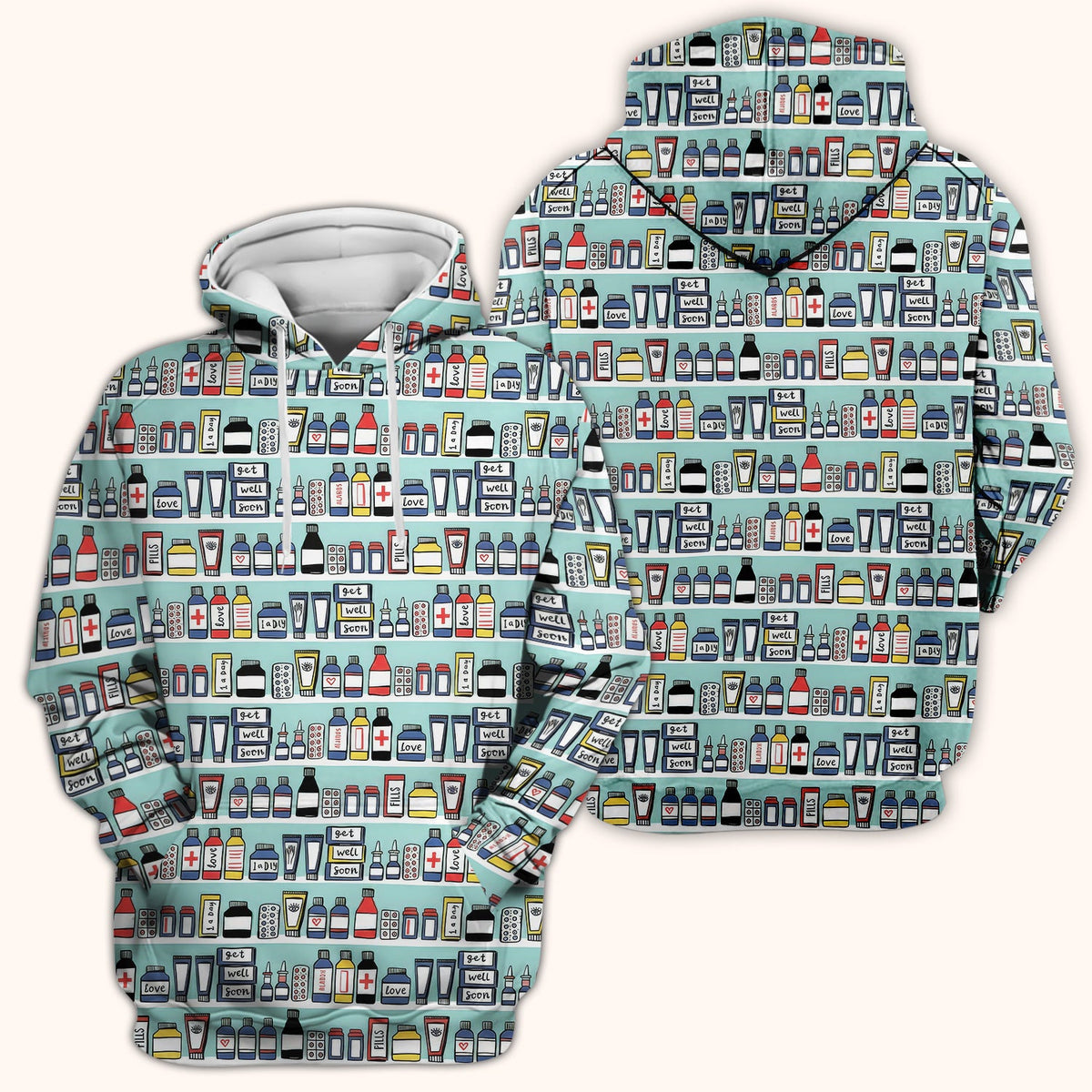 Medicine Bottle Pharmacy Pills Nurse Scrub Top