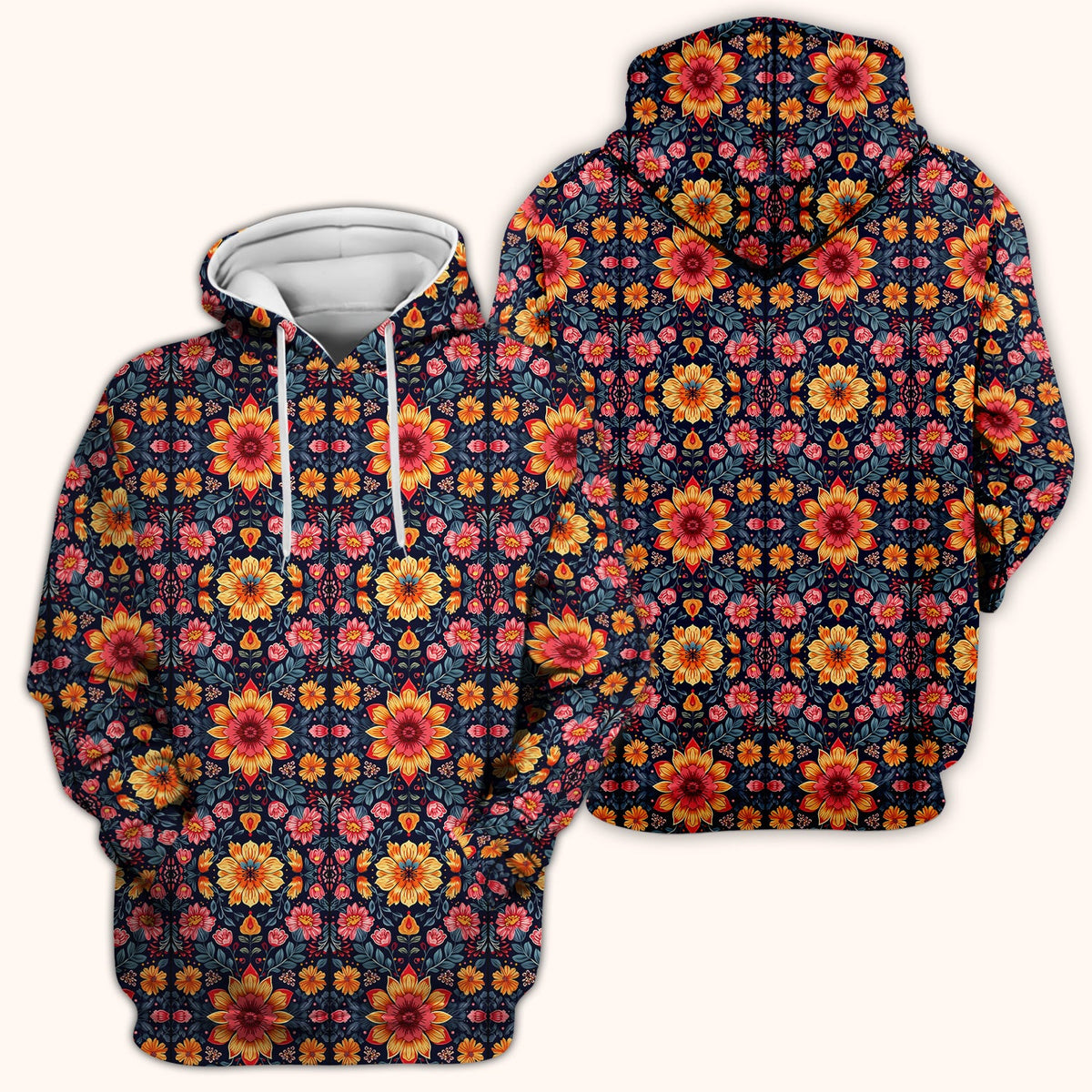 Elegant Dark Floral Nurse Scrub Top