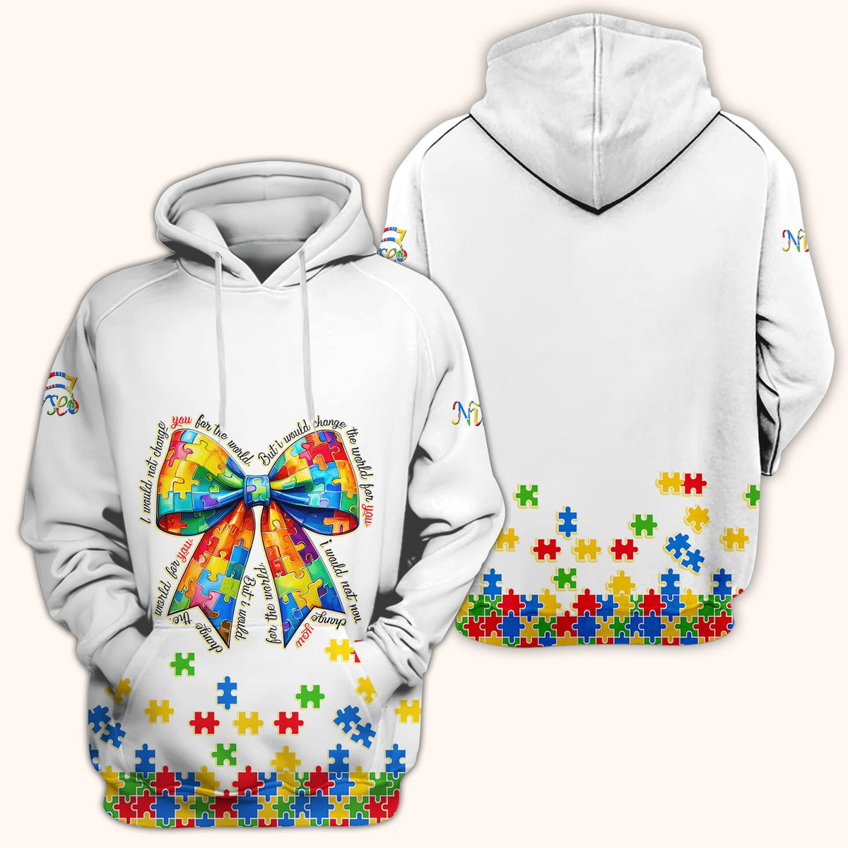 Autism Puzzle Bow Colorful Pieces Nurse Scrub Top