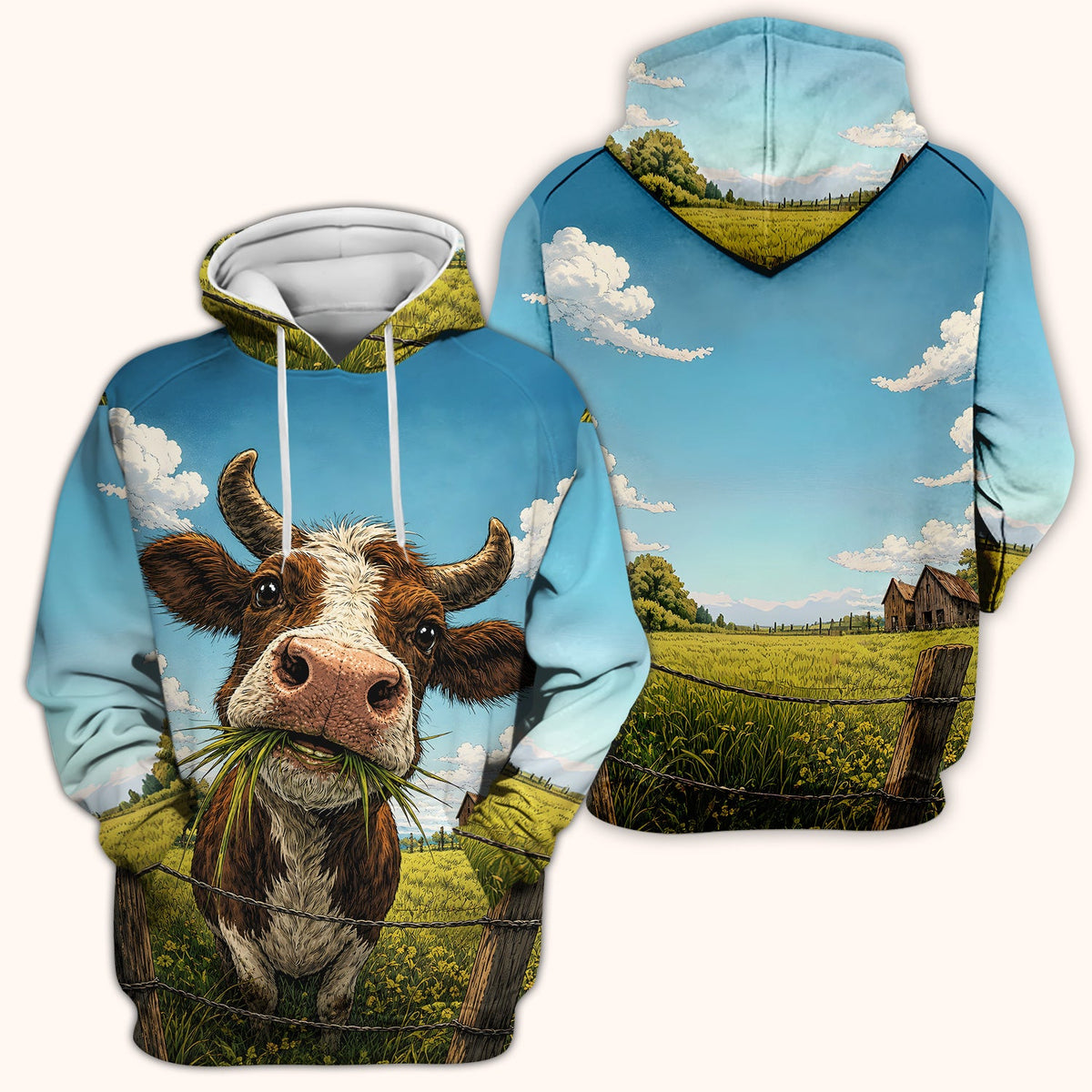 Curious Highland Cow Farm Scene Nurse Scrub Top